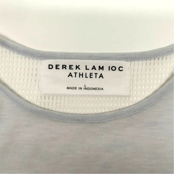 Athleta DEREK LAM 10C Long Sleeve Athletic Wear Mesh Back Blue, White Size Large - Picture 7 of 12